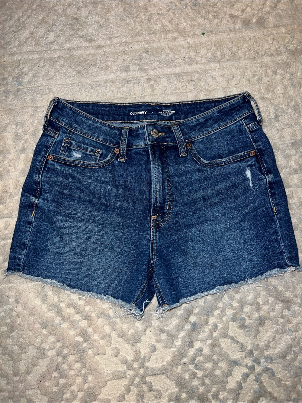 Old Navy Dark Indigo Denim Frayed Hem Shorts